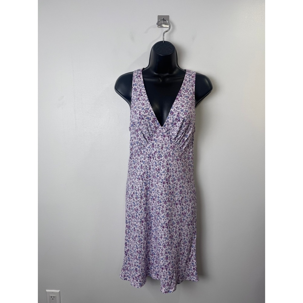 Reformation Women Calix Mini Dress Purple Floral V-Neck Sleeveless Size Medium
